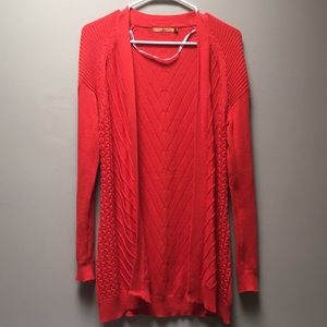 Orange Long Knitted Cardigan